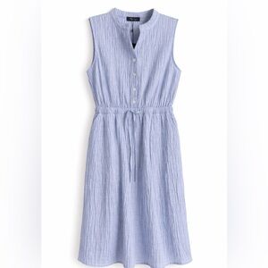 Sleeveless Light Blue Midi Dress with Drawstring Waist